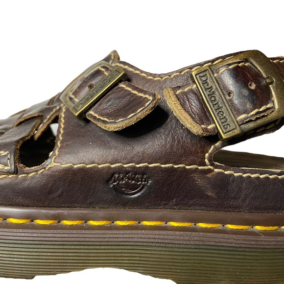 DR MARTENS 8092 Vintage Leather Fisherman Sandals Brown Chunky Sole Size 10 - Picture 6 of 10